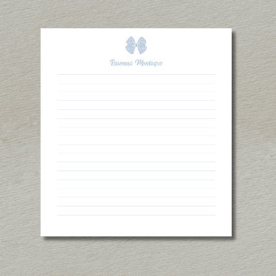 Simple Dusty Blue Bow Script Custom Name Lined  Notepad