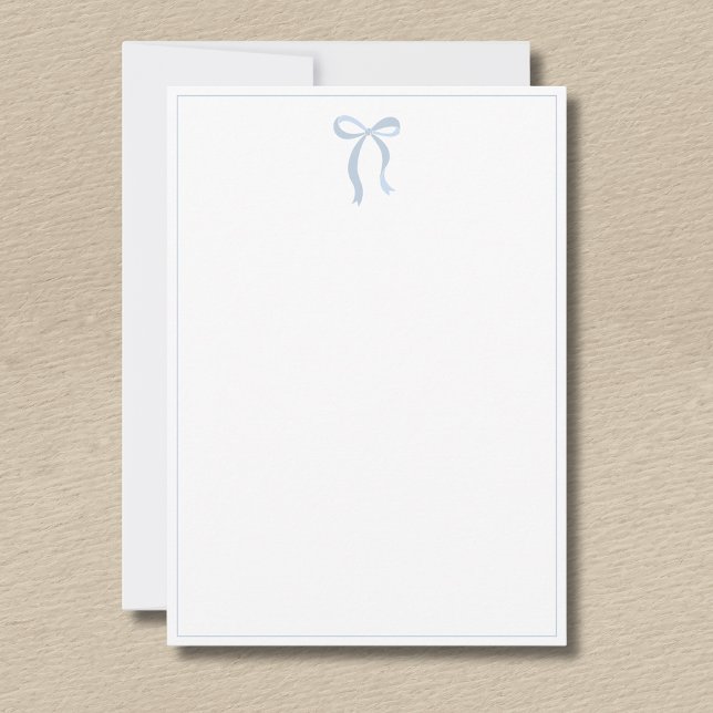 Simple Dusty Blue Bow Thin Border No text Note Card (Creator Uploaded)