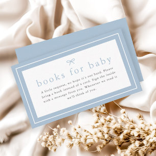 Simple Dusty Blue Boys Baby Shower Books for Baby Enclosure Card