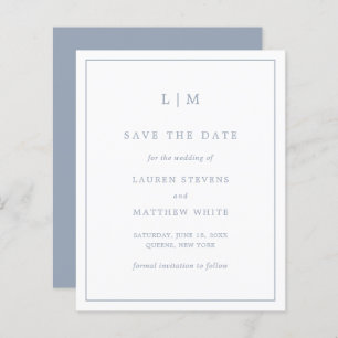 Simple Dusty Blue Budget Wedding Save the Date