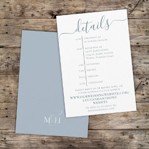 Simple Dusty Blue Calligraphy Details Timeline Web Enclosure Card