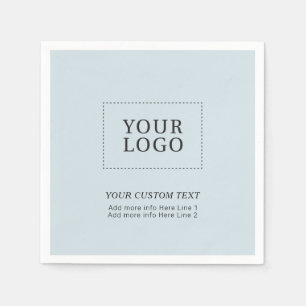 Simple Dusty Blue Custom Business Logo Promotional Napkins