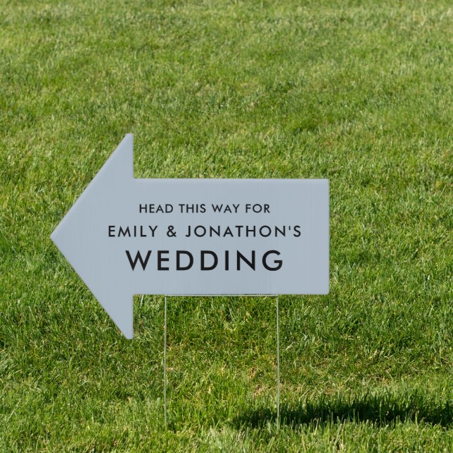 Simple Dusty Blue Direction This Way To Wedding Sign (Insitu)