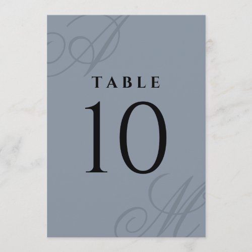 Simple Dusty Blue Elegant Monogram Table Numbers