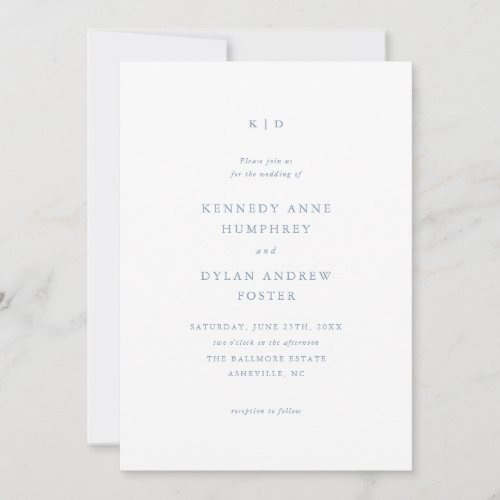 Simple Dusty Blue Elegant Wedding QR code Invitation