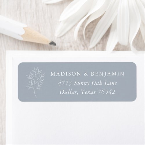Simple Dusty Blue Elegant Wedding Return Address Label