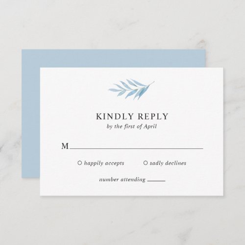 Simple Dusty Blue Eucalyptus Elegant Wedding RSVP Card