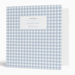Simple Dusty Blue Gingham Boys Baby Shower 3 Ring Binder