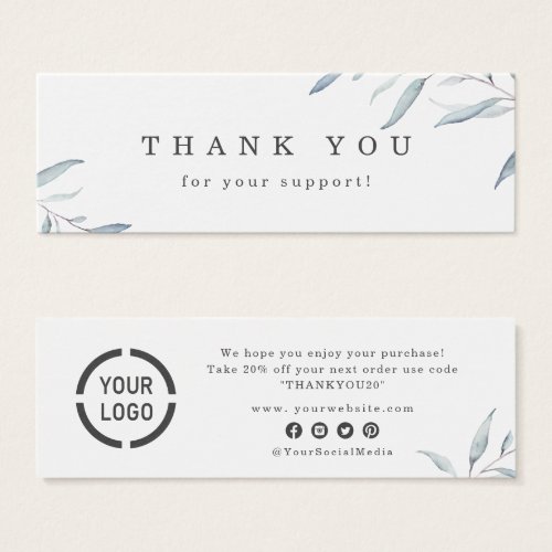 Simple dusty blue greenery logo business thank you