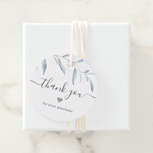 Simple dusty blue greenery logo business thank you favor tags