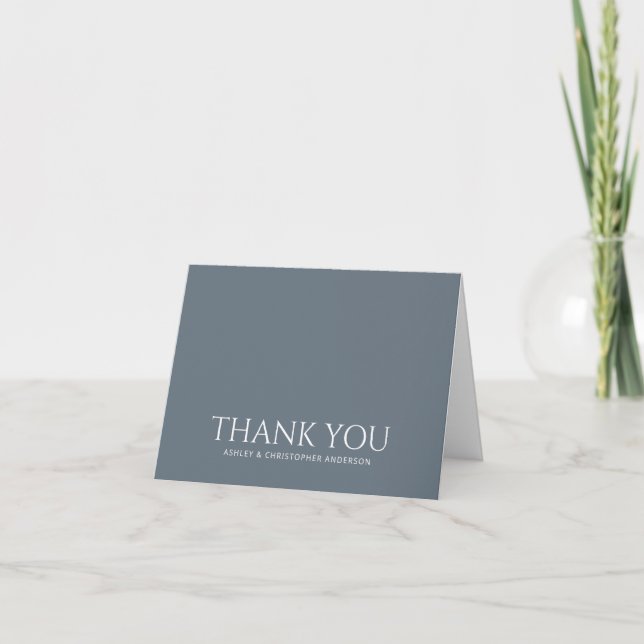 Simple Dusty Blue Letterpress Thank You Card (Front)