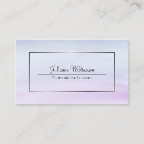Simple Dusty Blue  Lilac Watercolor Wash Feminine Business Card