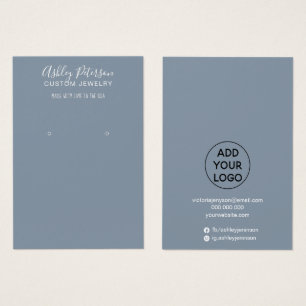 Simple dusty blue minimal jewelry earring display