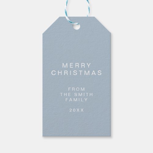 Simple Dusty Blue Minimalist Christmas Gift Tags