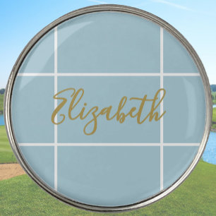 Simple dusty blue minimalist custom name ladies  golf ball marker
