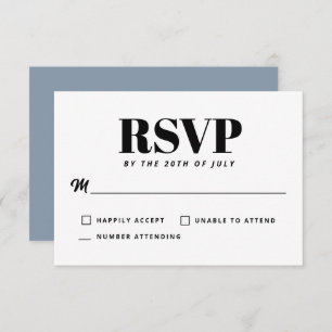 Simple Dusty Blue Modern Minimalist RSVP