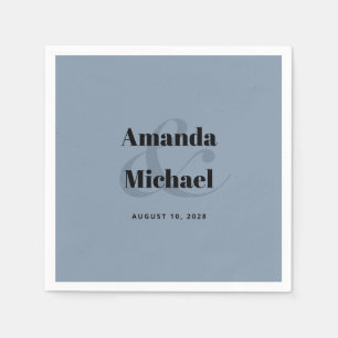 Simple Dusty Blue Modern Minimalist Wedding Napkins