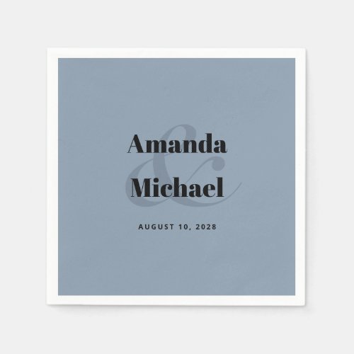 Simple Dusty Blue Modern Minimalist Wedding Napkins