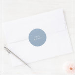 Simple Dusty Blue Modern Wedding Classic Round Sticker<br><div class="desc">Modern wedding stickers featuring a clean and simple design with a bold font.</div>