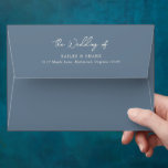 Simple Dusty Blue Modern Wedding Envelope<br><div class="desc">Elegant wedding envelopes featuring a simple and minimal layout with "The Wedding of" in a contemporary script typography along with your return address on the back flap.  A classic design with a modern touch.</div>