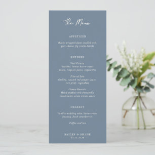 Simple Dusty Blue Modern Wedding Menu