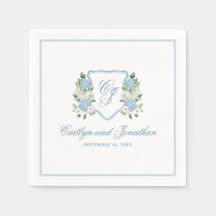 Simple Dusty Blue Monogram Crest Wedding Napkins
