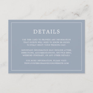 Simple Dusty Blue Monogram Elegant Wedding Enclosure Card