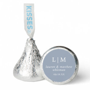 Simple Dusty Blue Monogram Elegant Wedding Hershey®'s Kisses®