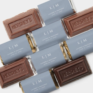 Simple Dusty Blue Monogram Elegant Wedding Hershey's Miniatures