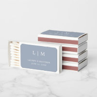 Simple Dusty Blue Monogram Elegant Wedding