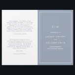 Simple Dusty Blue Monogram Elegant Wedding Program<br><div class="desc">Simple folded Wedding Program featuring a modern yet elegant design with your two initial monogram along with your details surrounded by a thin border on the front cover. The inside has your wedding party on the left side and your order of ceremony on the right side. All design elements are...</div>