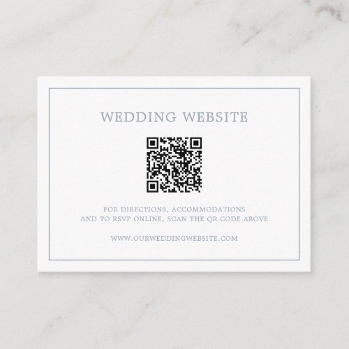 Simple Dusty Blue Monogram QR Code Elegant Wedding