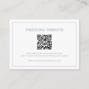 Simple Dusty Blue Monogram QR Code Elegant Wedding Enclosure Card