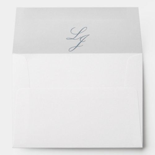 Simple Dusty Blue Monogram Script Return Address Envelope