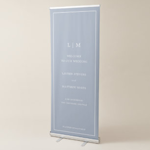 Simple Dusty Blue Monogram Wedding Welcome Sign