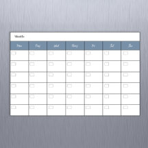 Simple Dusty Blue Monthly Calendar