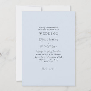 Simple Dusty Blue No Parents Wedding Invitation