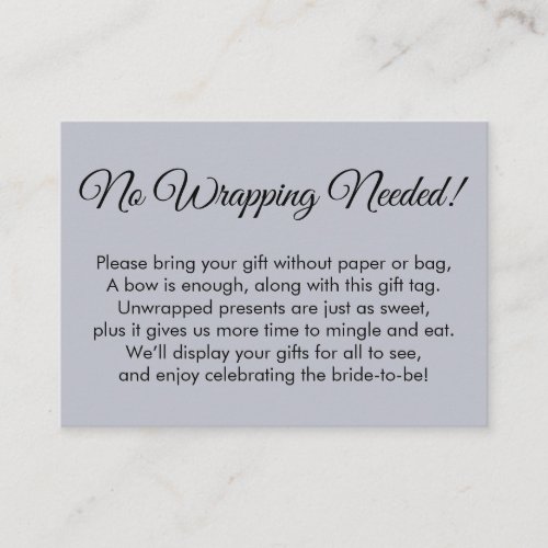 Simple Dusty Blue No Wrapping Needed Bridal Shower Enclosure Card