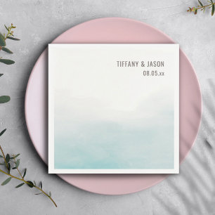 Simple Dusty Blue Personalized Wedding Cocktail Napkins