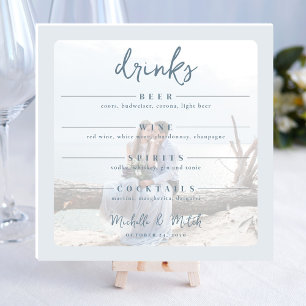 Simple Dusty Blue Photo Drinks Bar Minimalist Foam Board