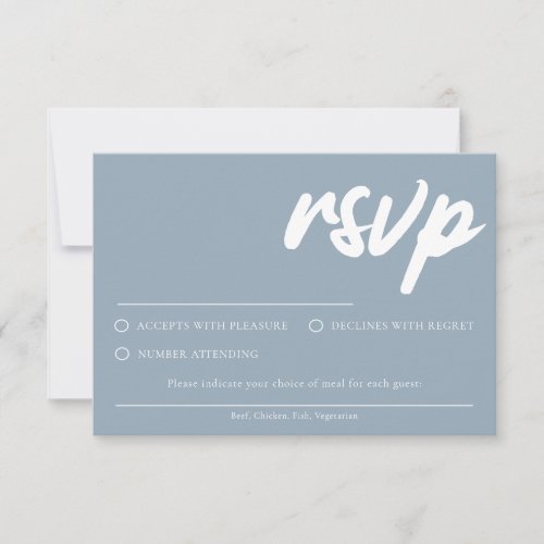 Simple Dusty Blue RSVP card With Meal Choice