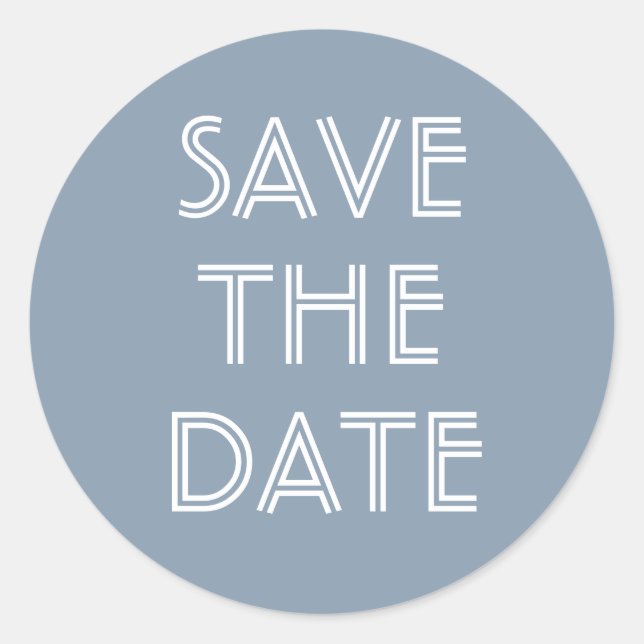 Simple Dusty Blue Save The Date Sticker (Front)