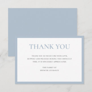 Simple Dusty Blue Traditional Sympathy Funeral Tha Thank You Card