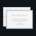 Simple Dusty Blue Traditional Sympathy Funeral Thank You Card<br><div class="desc">Classic sympathy thank you card for a funeral / memorial service with a simple and traditional design featuring a thin border along with "Thank You" in dusty blue.  Use the template to easily add your custom message.</div>