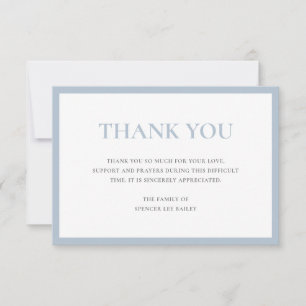 Simple Dusty Blue Traditional Sympathy Funeral Thank You Card