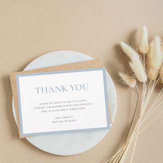 Simple Dusty Blue Traditional Sympathy Funeral Thank You Card
