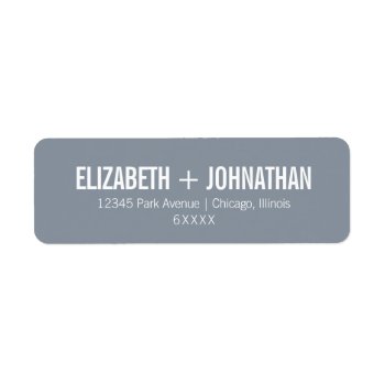 Simple Dusty Blue Typography Wedding Address Label by HappyAppleCanvas at Zazzle