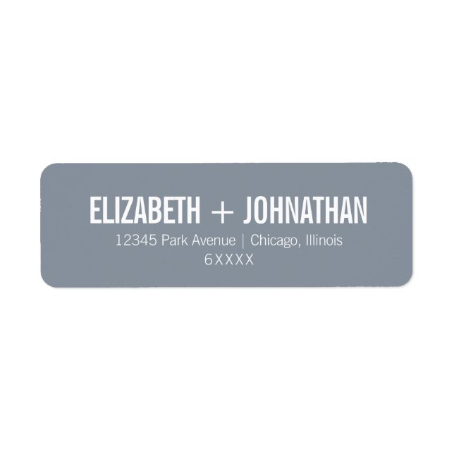 Simple Dusty Blue Typography Wedding Address Label (Front)