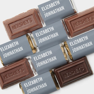 Simple Dusty Blue Typography Wedding Hershey's Miniatures
