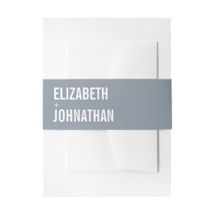 Simple Dusty Blue Typography Wedding Invitation Belly Band